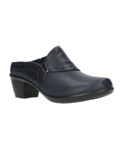 Shop Easy Street Cynthia Comfort Mules In Navy