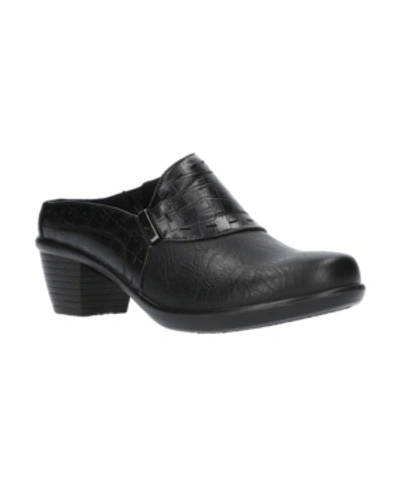 Shop Easy Street Cynthia Comfort Mules Women's Shoes In Black/croco