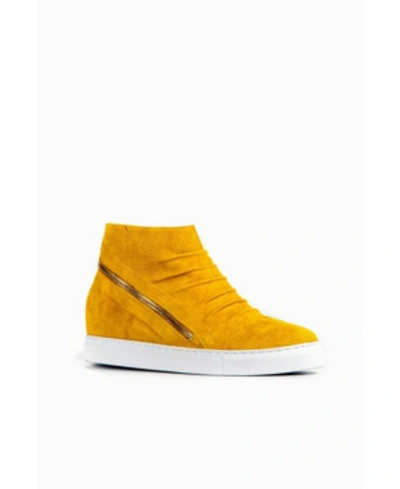 Shop All Black Women's Pindot High Top Sneaker Women's Shoes In Yellow