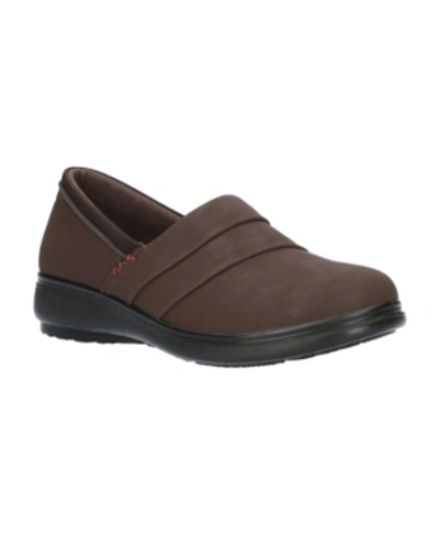 Shop Easy Street Maybell Comfort Slip Ons Women's Shoes In Brown Matte