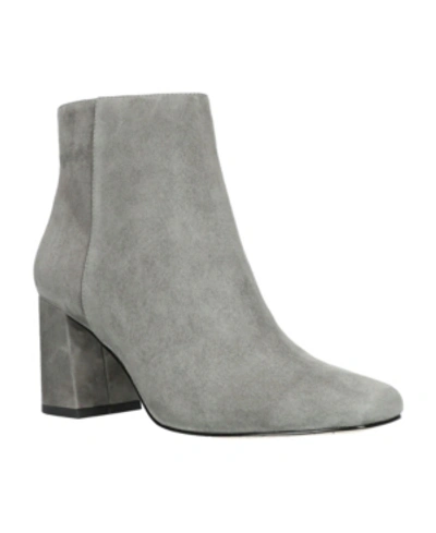 Shop Bella Vita Square Toe Ankle Boots In Grey Suede Leather