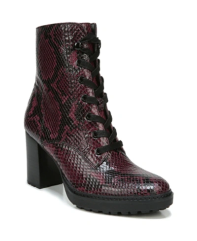 Shop Naturalizer Callie Mid Shaft Lug Sole Boots Women's Shoes In Burgundy Snake