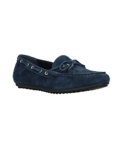 Bella Vita Scout Comfort Loafers In Navy Suede Leather
