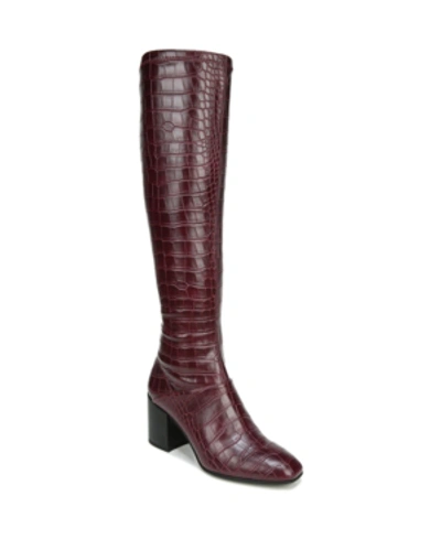Shop Franco Sarto Tribute High Shaft Boots In Mulberry Crocco Faux Leather