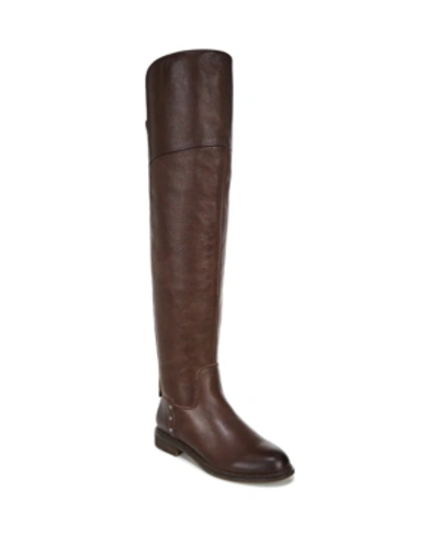 Shop Franco Sarto Haleen Wide Calf Over-the-knee Boots Women's Shoes In Brown Leather