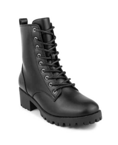 Shop Sugar Women's Reggie Lace Up Lug Sole Combat Boots Women's Shoes In Black