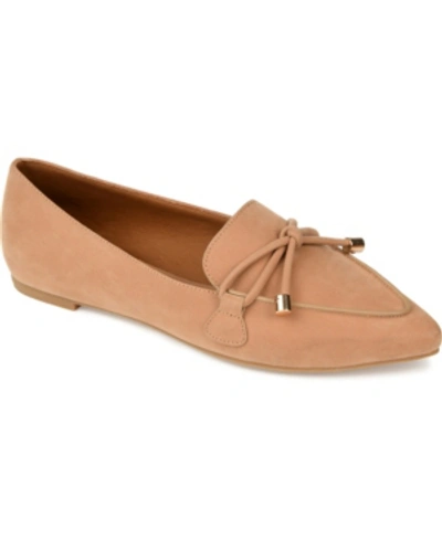 Shop Journee Collection Women's Muriel Bow Detail Pointed Toe Flats In Tan