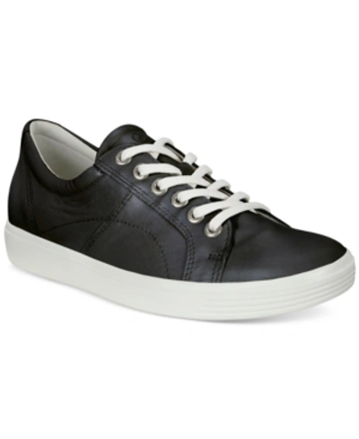 Shop Ecco Women's Soft Classic Lace-up Sneakers Women's Shoes In Black With White Sole