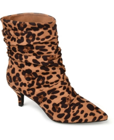 Shop Journee Collection Women's Jo Slouchy Kitten Heel Dress Booties In Leopard