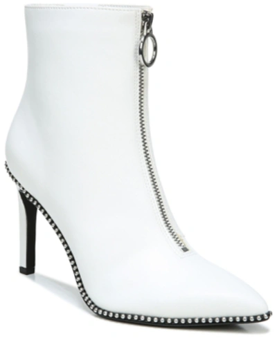 Shop Bar Iii Women's Briget Front-zip Booties, Created For Macy's Women's Shoes In White Smooth