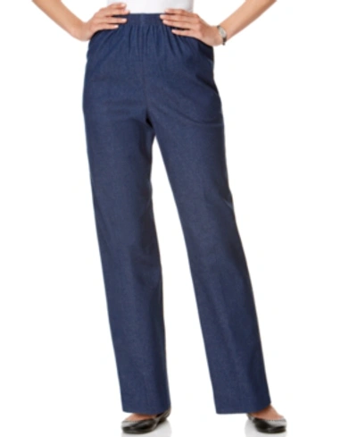 Shop Alfred Dunner Classics Denim Pull-on Straight-leg Pants In Blue
