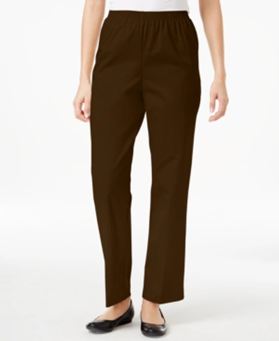 Shop Alfred Dunner Classics Twill Pull-on Pants In Chocolate