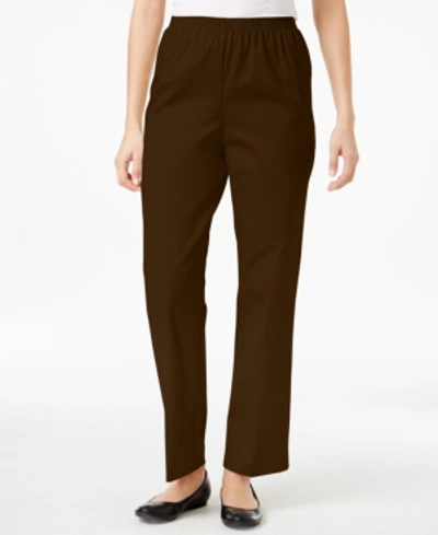 Alfred Dunner Womens Pull On Professional Dress Pants In Brown