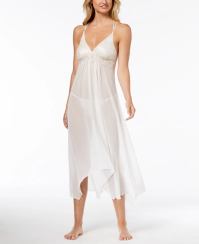 Shop Linea Donatella Keepsake Lace-trim Chemise Nightgown Lingerie In Ivory