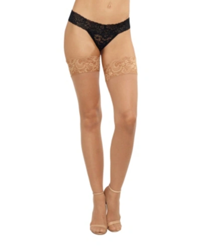 Shop Dreamgirl Laced Stay Up Sheer Thigh High In Nude