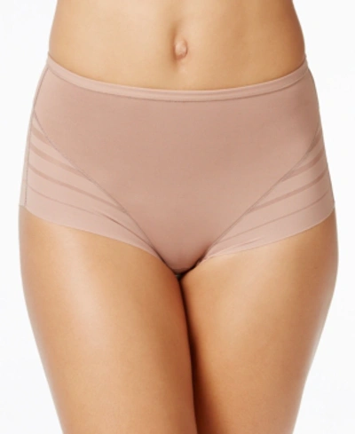 Leonisa Women's Lace Stripe Undetectable Classic Shaper Panty In Brown (nude 3)