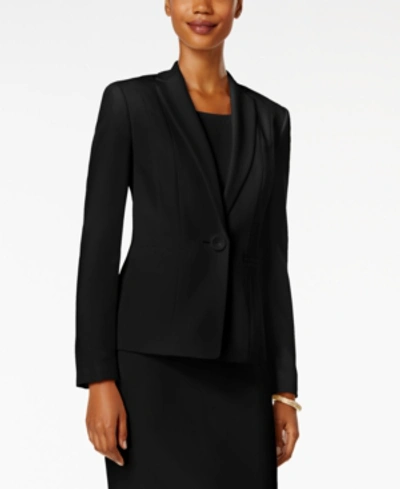 Shop Kasper Crepe One-button Blazer In Black