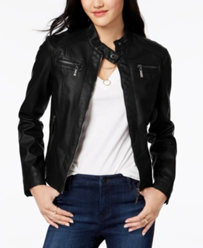 Shop Jou Jou Juniors' Faux-fur-lined Moto Jacket In Black