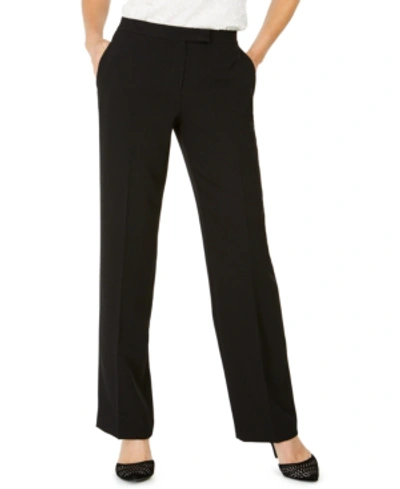 Shop Kasper Tab-waist, Straight-fit Modern Dress Pants In Black