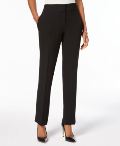 Shop Kasper Women's Stretch-crepe Straight-leg Pants In Black