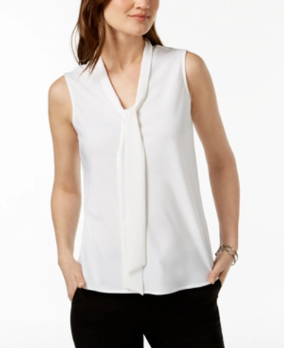 Shop Kasper Women's Sleeveless Tie-neck Top, Regular And Petite Sizes In White