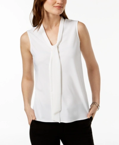 Kasper Womens Gathered Front Wear To Work Tank Top In White