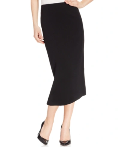 Shop Kasper Crepe Pencil Midi Skirt In Black