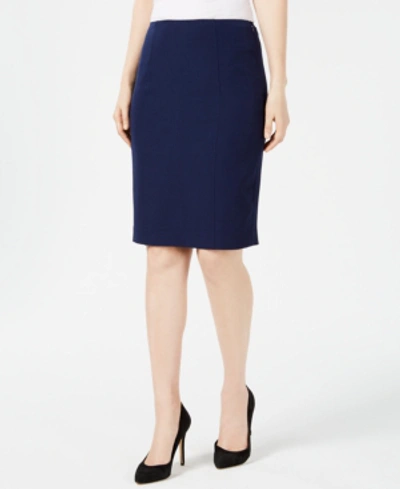 Shop Kasper Pencil Skirt In Navy