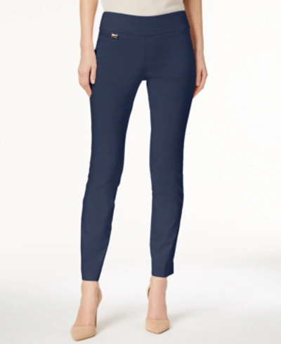 Shop Alfani Women's Tummy-control Pull-on Skinny Pants, Regular, Short And Long Lengths, Created For Macy's In Modern Navy