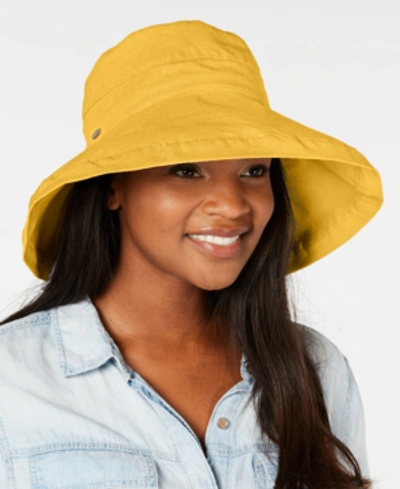 Shop Scala Cotton Big Brim With Inner Drawstring In Banana