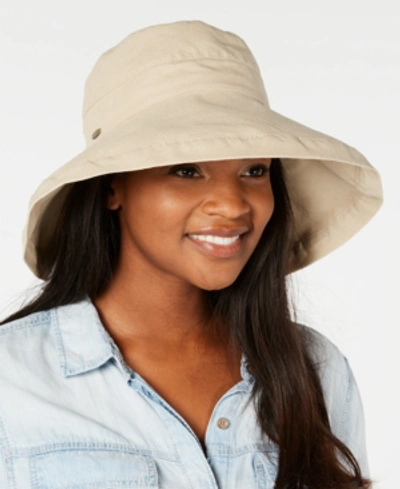 Shop Scala Cotton Big Brim With Inner Drawstring In Taupe
