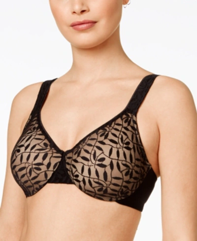 Shop Olga Sheer Leaves Minimizer Bra 35519 In Black