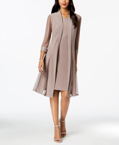 R M Richards Embellished Dress Duster Jacket In Taupe ModeSens