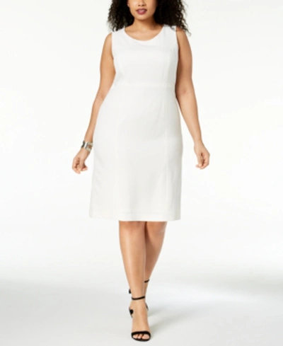 Kasper Plus Size Crepe Sheath Dress In White