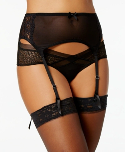 Shop Maidenform Extra Sexy Floral-lace Garter Belt Dm1124, Created For Macy's In Black