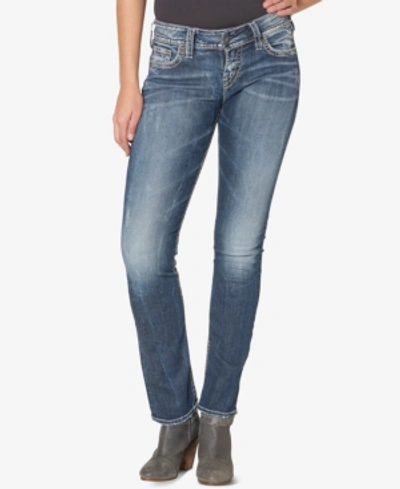 Shop Silver Jeans Co. Suki Mid Rise Curvy Straight Jeans In Indigo