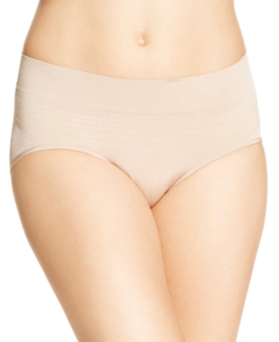 Warner's No Pinches No Problems Striped Hi Cut Brief Underwear Rt5501p In Toasted Almond (nude 4)