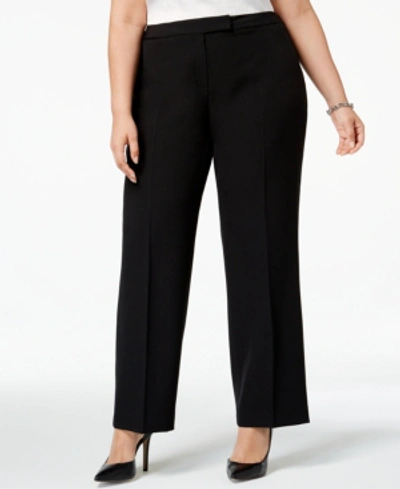 Shop Kasper Plus Size Modern Dress Pants In Black