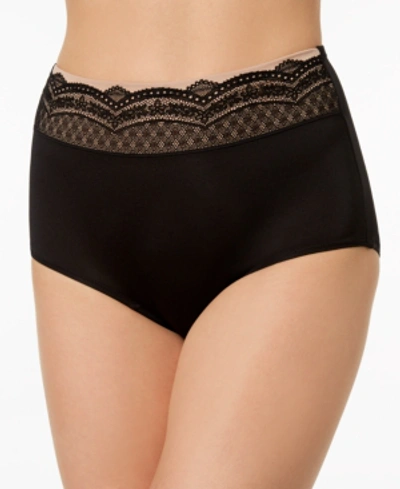 Shop Warner's Warners No Pinching No Problems Dig-free Comfort Waist With Lace Microfiber Brief Rs7401p In Rich Black