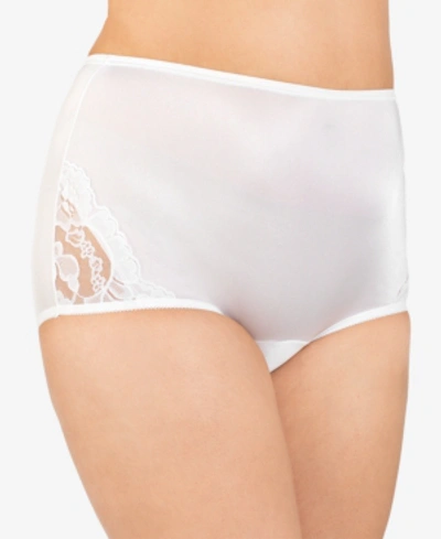 Vanity Fair Perfectly Yours Lace Nouveau Nylon Brief Underwear 13001, Extended Sizes Available In Star White