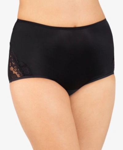 Shop Vanity Fair Perfectly Yours Lace Nouveau Nylon Brief Underwear 13001, Extended Sizes Available In Midnight Black