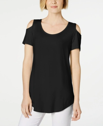 Shop Jm Collection Cold-shoulder Top, Created For Macy's In Deep Black