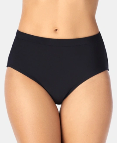 Shop Swim Solutions Mid-rise Bikini Bottoms In Black