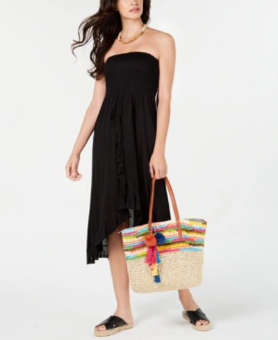 Shop Raviya Strapless High-low Dress Cover-up In Black
