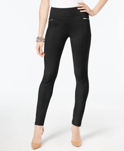 Shop Inc International Concepts Inc Skinny Moto Pants, Created For Macy's In Deep Black