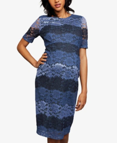 Shop A Pea In The Pod Maternity Lace Colorblocked Dress In Blue