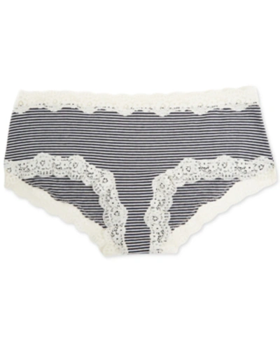 Shop A Pea In The Pod Maternity Lace-trim Girl Shorts In Navy-egret Stripe
