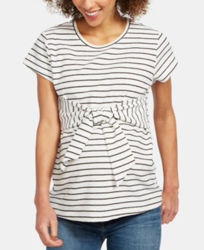 Shop A Pea In The Pod Maternity Tie-waist Top In White-black Stripe