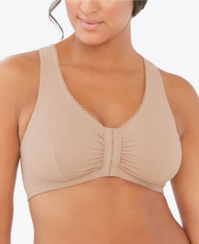 Shop Glamorise Full Figure Plus Size Complete Comfort Wirefree Cotton T-back Bra #1908 In Brown