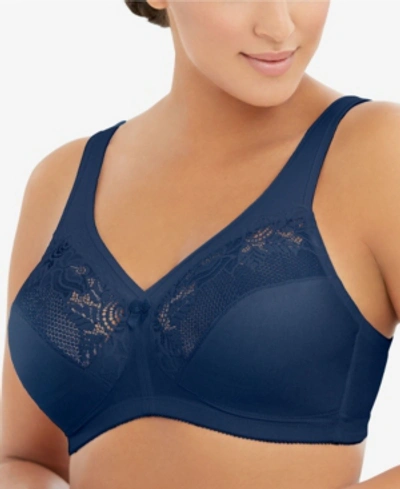 Shop Glamorise Women's Full Figure Plus Size Magiclift Wirefree Minimizer Support Bra In Blue